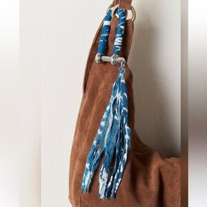 Free People Wrapped Carabiner Bag Charm Metal Textile Tie Dye Batik NWT